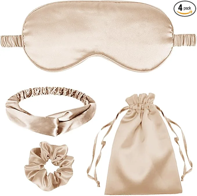 Next-Generation 4Pcs Silk Sleep Masks Satin Eye Mask Silky Eyes Cover Blindfold Eyeshade Practical