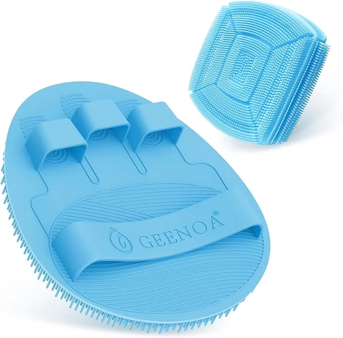 Excellent Silicone Bath Glove Face Scrubber Set 2PCS 360° Anti-Slip Hand-fit Body Elite