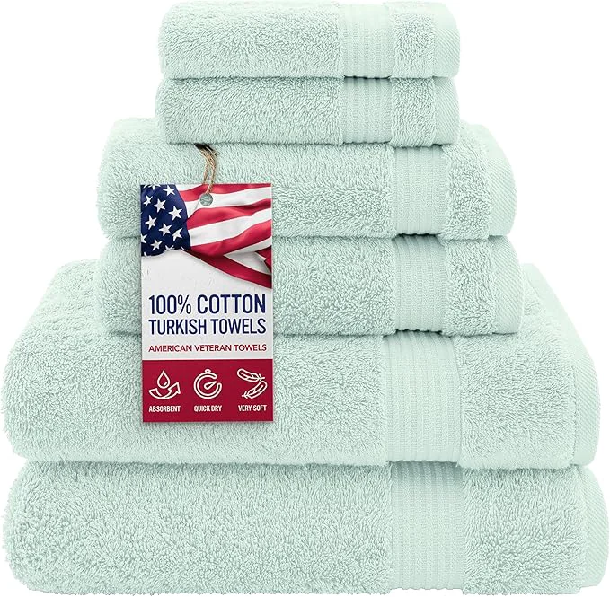 Durable American Veteran Towel Cotton Turkish 6 Piece Towel Set Luxury Towels Innovative