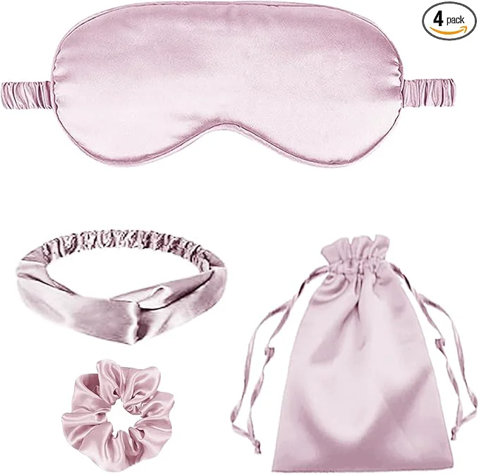 Luxury 4Pcs Silk Sleep Masks Satin Eye Mask Silky Eyes Cover Blindfold Eyeshade Lightweight
