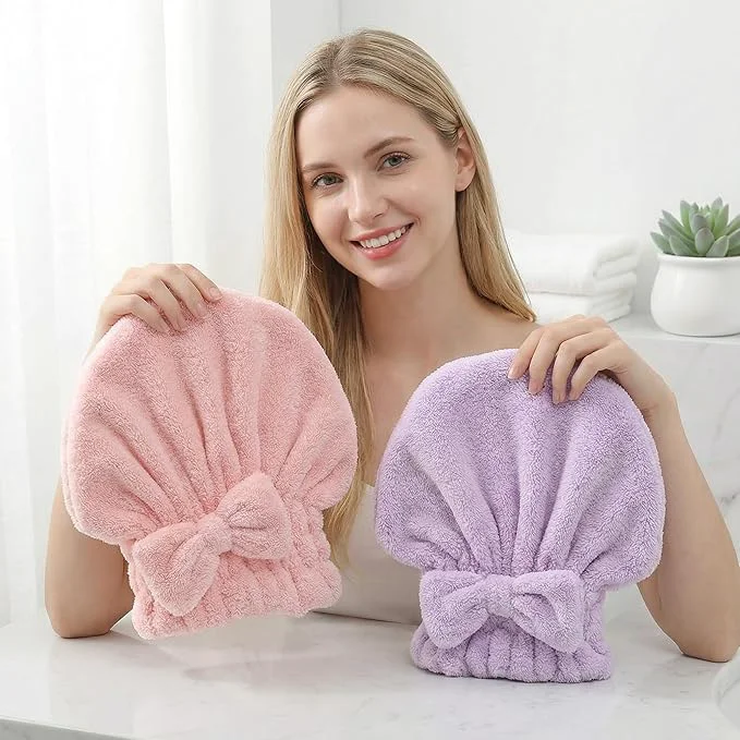 Secure Microfiber Hair Towel Wrap for Thick Damaged Hair Quick Drying Hair Turban Natural