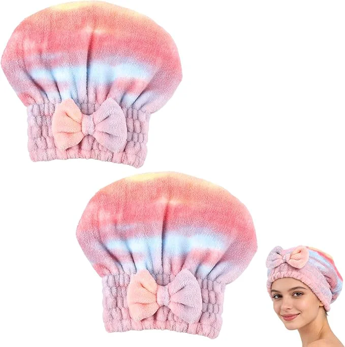 Exclusive 2PCS Super Absorbent Hair Towel Wrap Flexible