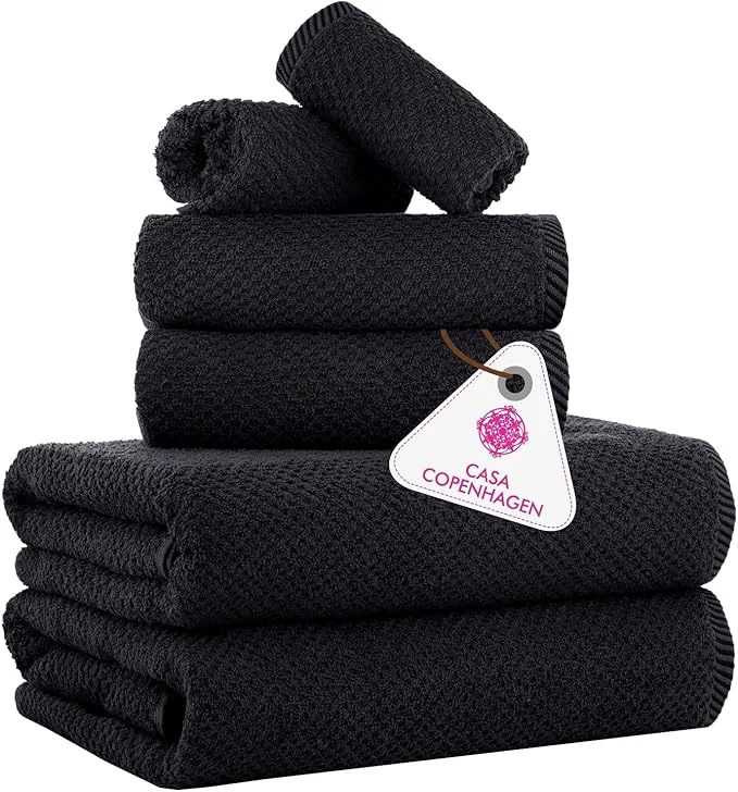 Elegant CASA COPENHAGEN Popcorn 6Pcs Egyptian Cotton Large Designer Towels Gift Top-Quality
