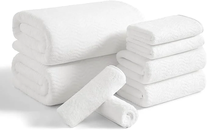 Innovative 8 Piece Bath Towel Set White 2 Oversized Large Bath Sheet 2 Hand Towels Pure