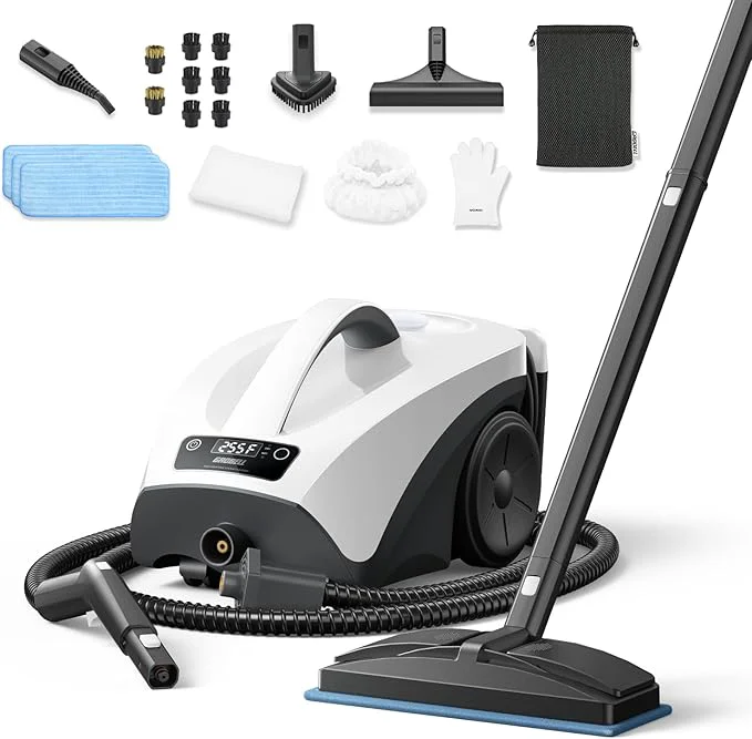 Original Design Steam Cleaner 40s Fast Heating-0.66Gal Large Tank-21 PCS Kit-No Cooling-Refill Efficient