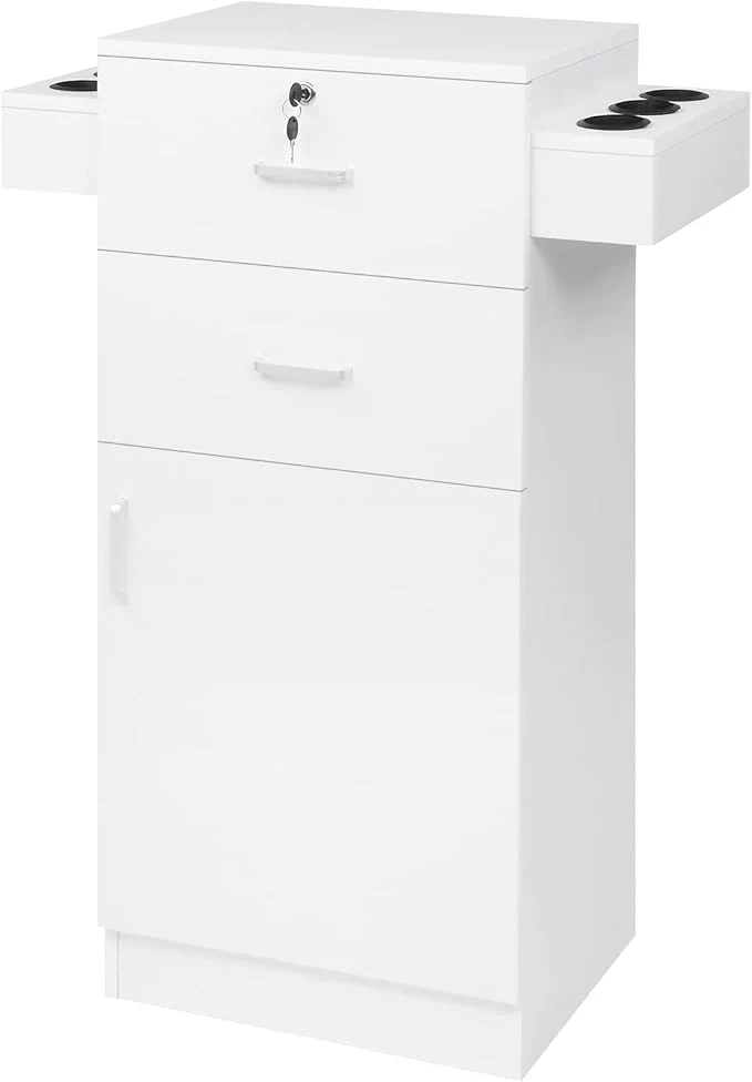 Functional Modern Styling Station for Hair Stylist Wooden Hair Salon Station Storage Genuine
