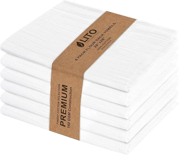 Long-Lasting LITO LINEN AND TOWEL Flour Sack Towels – Cotton 28×28 Inches Highly Exceptional