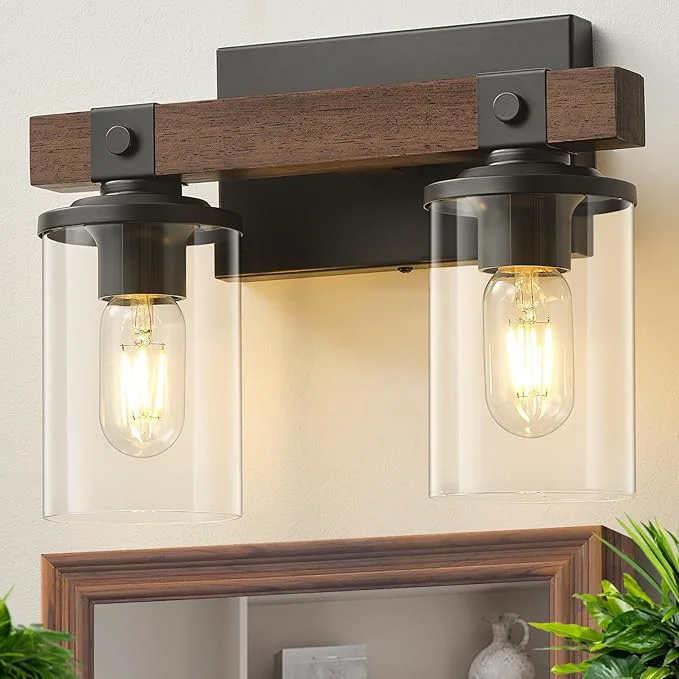 Sustainable GoYeel Farmhouse Vanity Lights for Bathroom Wooden Rustic Vanity Lighting High-Grade