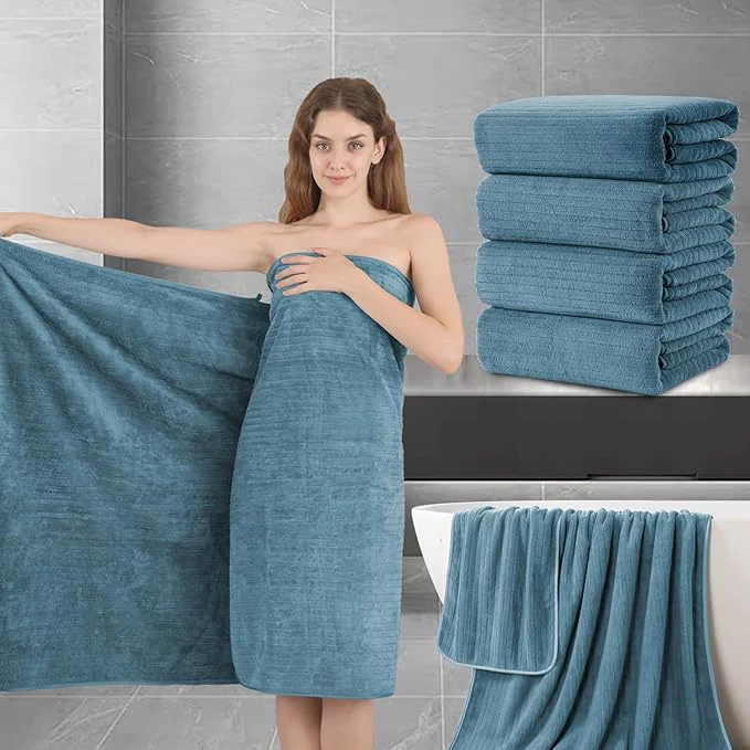 Consistent Extra Large Bath Sheet Set of 4 Ultra Soft Fluffy Towel 35 x 70 Oversized Refined