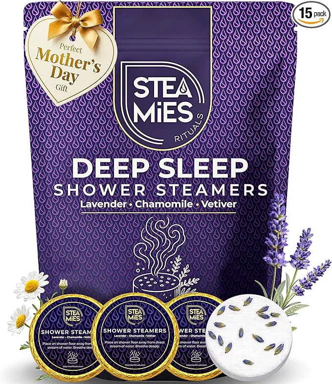 Crafted STEAMIES Shower Steamers Aromatherapy Deep Sleep 15 Pack – Premium Lavender Original Design