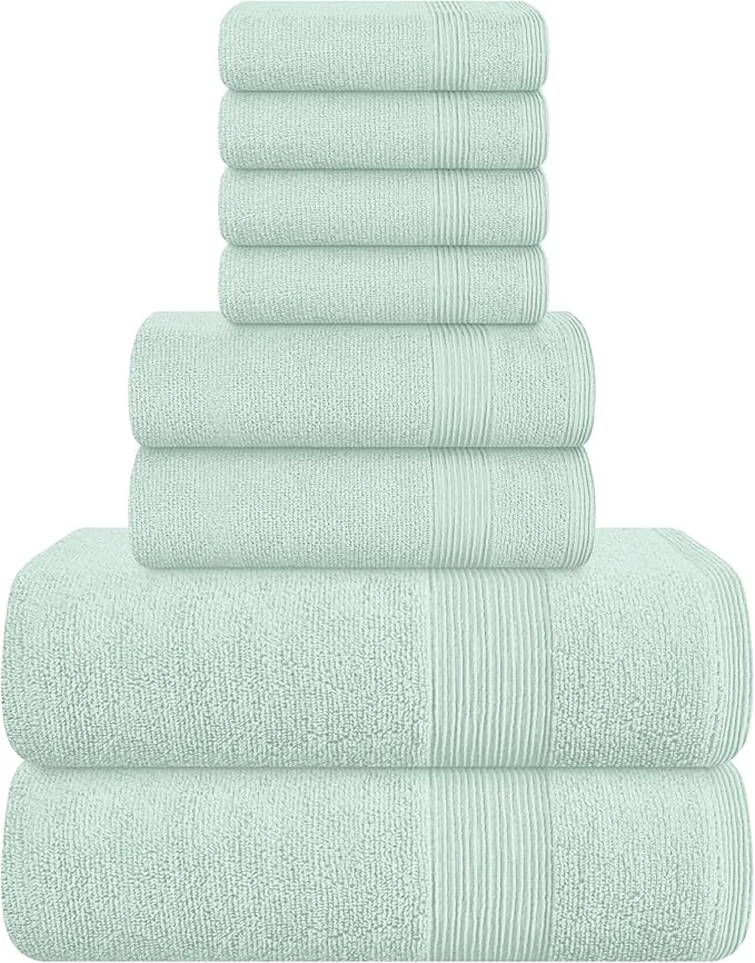 Safe Belizzi Home 8 Piece Towel Set Ring Spun Cotton 2 Bath Towels 27×54 Authentic