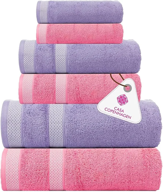 Exceptional CASA COPENHAGEN Solitaire 6Pcs Egyptian Cotton Large Designer Towels Gift Clean