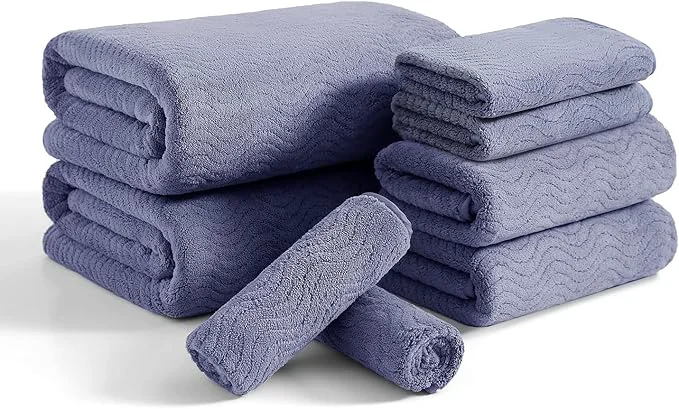 Contemporary 8 Piece Bath Towel Set 2 Oversized Large Bath Sheet 2 Hand Towels 4 Refined