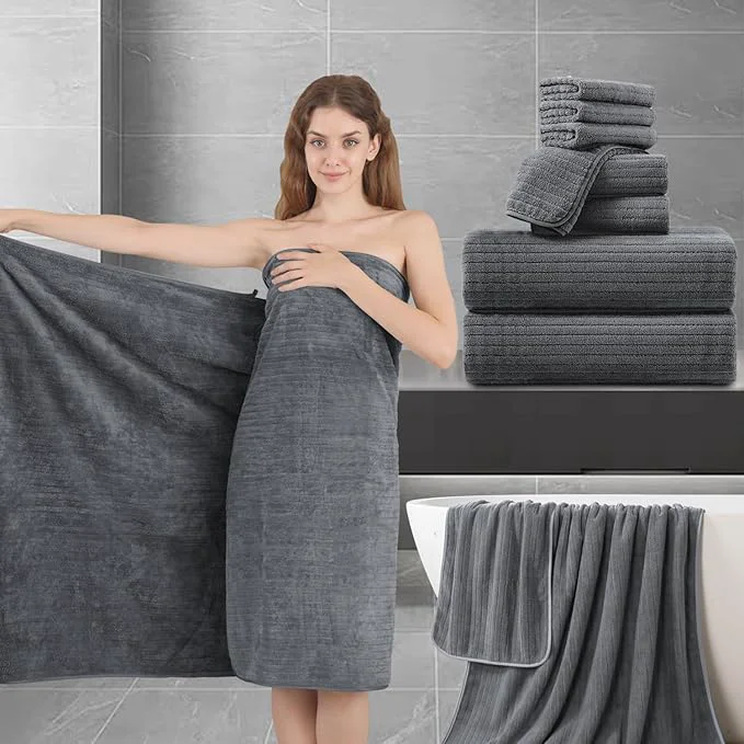 Breathable Bath Towel Set 8-Piece Premium Bathroom Towel Set Extra Soft 2 Oversized Large Eco-Friendly