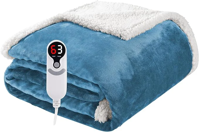 Organic Electric Heated Blanket Throw Size 50 x60 Soft Flannel Responsible