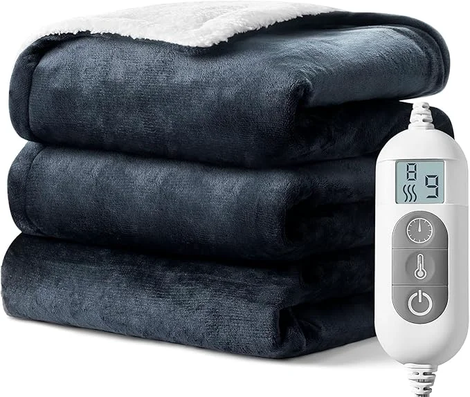 Classic Heated Blanket Soft Flannel Heated Throw Blanket Fast Heating Electric Throw Long-Lasting
