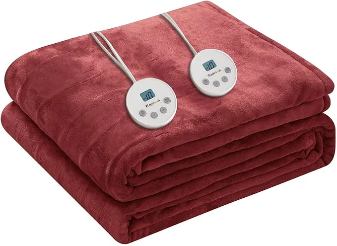 Refined Wapaneus Heated Blanket Electric Queen Size 84 x90 -Dual Control Green