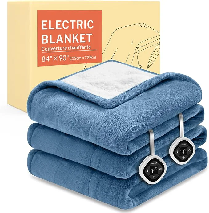 Reusable HOMLYNS LuxeHeat Heated Blanket Electric Blanket Queen Size Soft Flannel Practical
