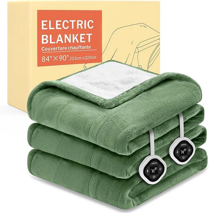 Verified HOMLYNS LuxeHeat Heated Blanket Electric Blanket Queen Size Soft Flannel User-Friendly
