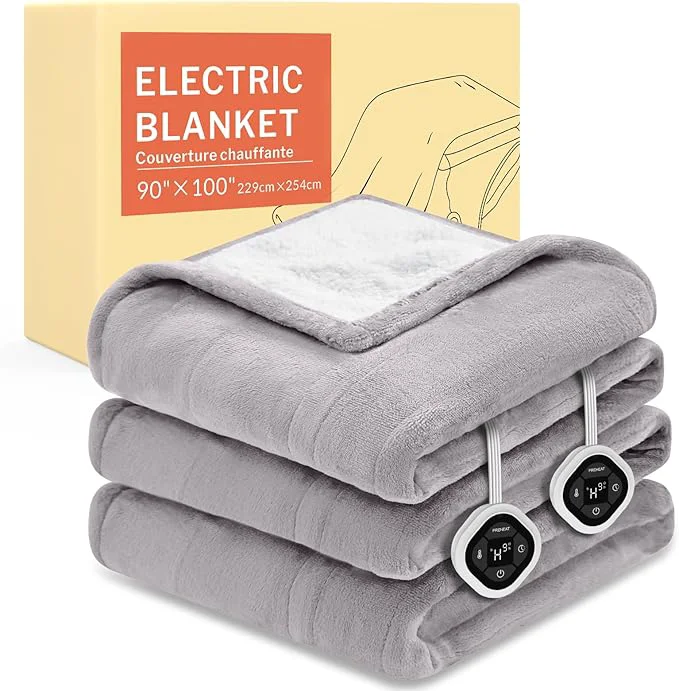 High-Grade HOMLYNS LuxeHeat Heated Blanket Electric Blanket King Size Soft Flannel Sherpa Long-Lasting