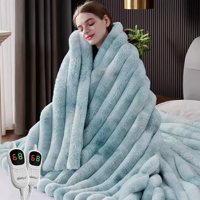 Stylish Heated Throw Blanket Faux Fur Cozy Heating Blanket Quality