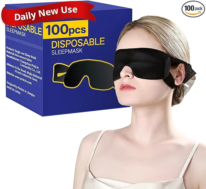 High-Grade 100 Packs Disposable Sleep Masks Bulk Soft Eyemasks Adjustable Reusable
