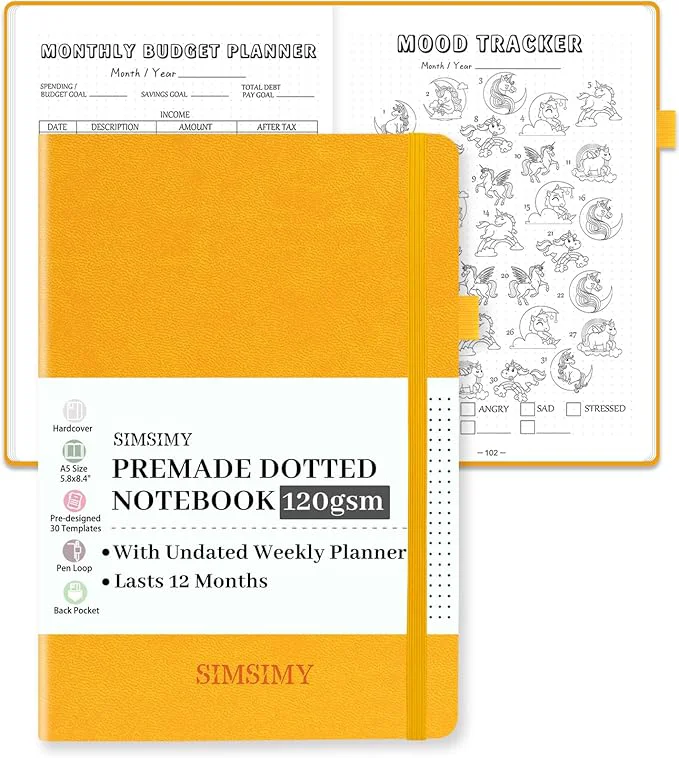 Comfortable Premade Bullet Dotted Journal Notebook Pre-made Dot Grid Journaling Verified