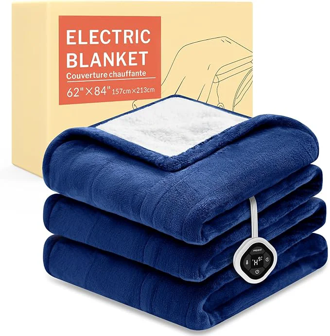 Quality HOMLYNS LuxeHeat Heated Blanket Electric Blanket Twin Size Soft Flannel Sherpa Refined