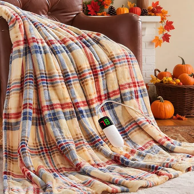 Solid Brown Heated Blanket Electric Throw 50X60 Heating Throw Fine
