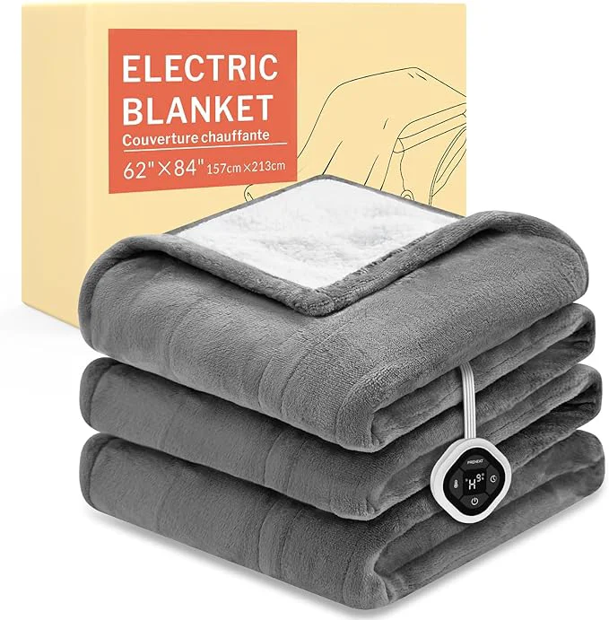 Consistent HOMLYNS LuxeHeat Heated Blanket Electric Blanket Twin Size Soft Flannel Sherpa Pure