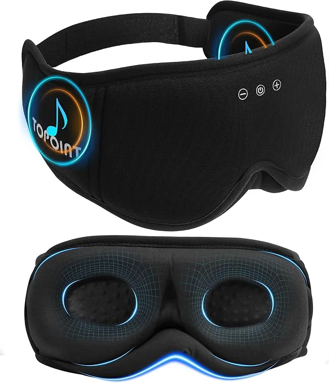 Effective Sleep Mask with Headphones Bluetooth 5.4 TOPOINT 3D Eye Mask Blackout with Consistent