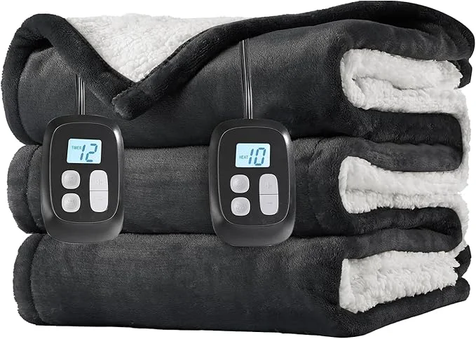 Sophisticated LaffyLo Electric Heated Blanket Queen Size 84 x 90 Dual Control Fast Heating Authentic