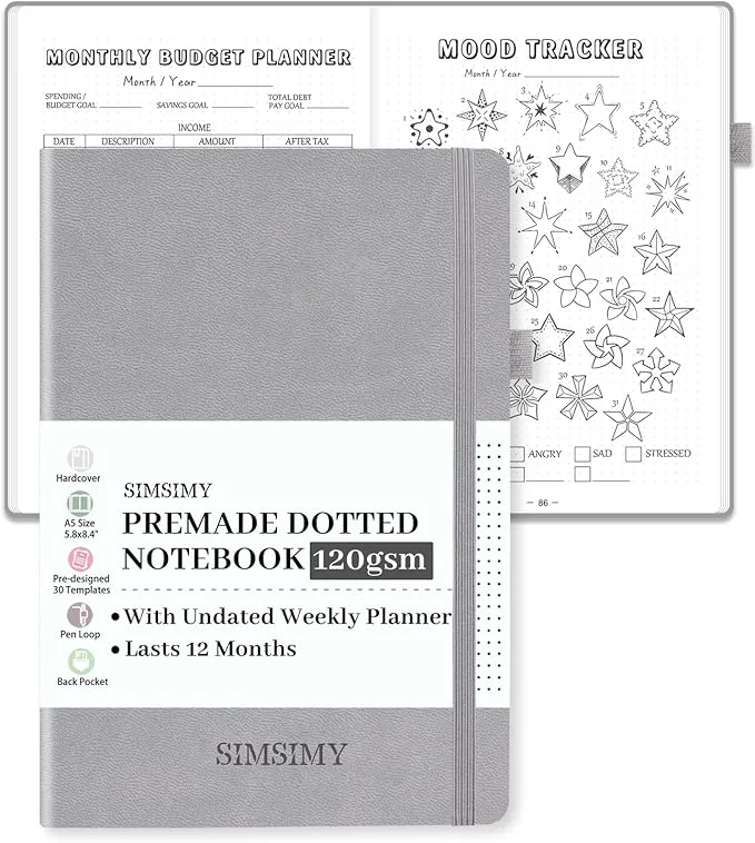 Convenient Dotted Journal Notebook with Premade Bullet Templates Pre-made Dot Grid Exclusive