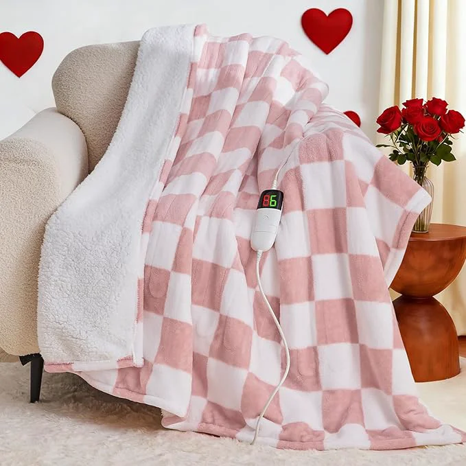 Fashionable Light Pink Heated Blanket Electric Throw 50X60 Heating Blanket High-Quality