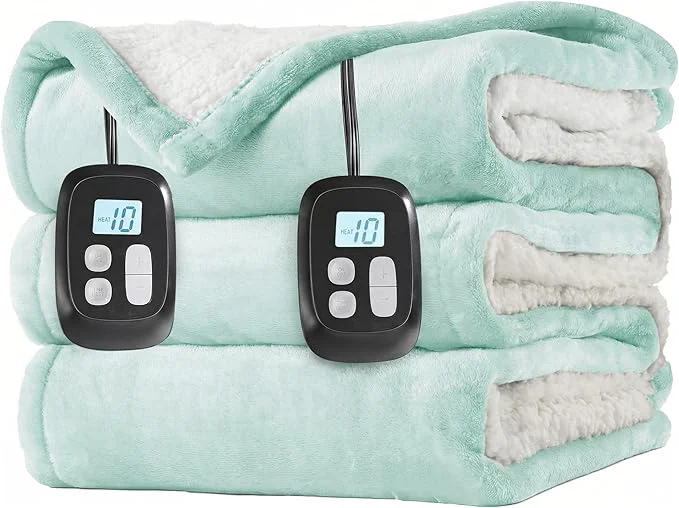Authentic LaffyLo Electric Heated Blanket Queen Size 84 x 90 Dual Control Fast Heating Elegant