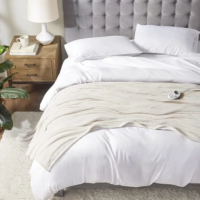 Contemporary Serta Luxuriously Soft Plush Electric Blanket Fast Heating Cozy Cover Safety World-Class