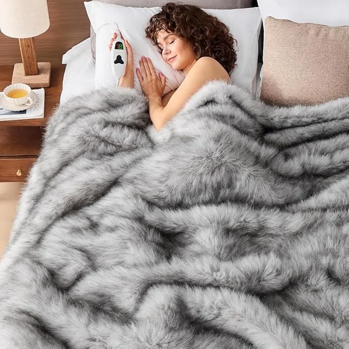 Smooth Heated Electric Blanket Throw Octrot 50 X60 Faux Fur Heating Blanket Luxury First-Class