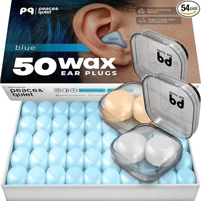 Secure Peace Quiet PQ Wax Ear Plugs for Sleeping Swimming Durable