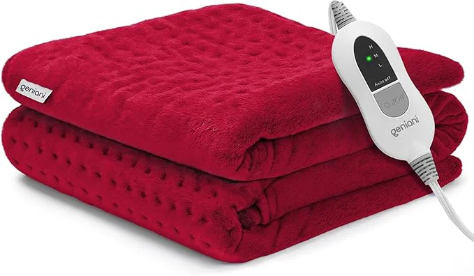Easy-to-Use GENIANI Electric Heating Pad for Back Pain Cramps Relief Electric Throw Soft