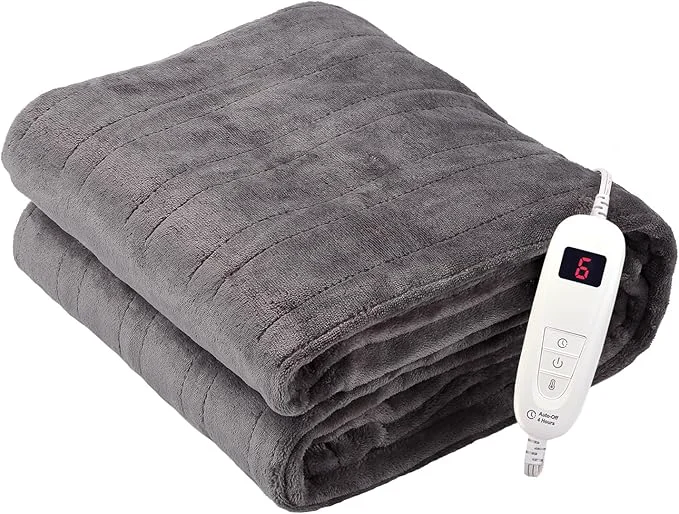 Stylish Tefici Electric Heated Blanket Throw Super Cozy Soft 2-Layer Flannel 50 x 60 Reusable