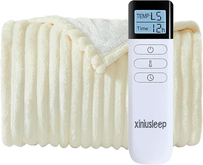 Sustainable Heated Blanket Electric Blanket 62 x84 Soft Flannel Sherpa Electric Throw Sophisticated