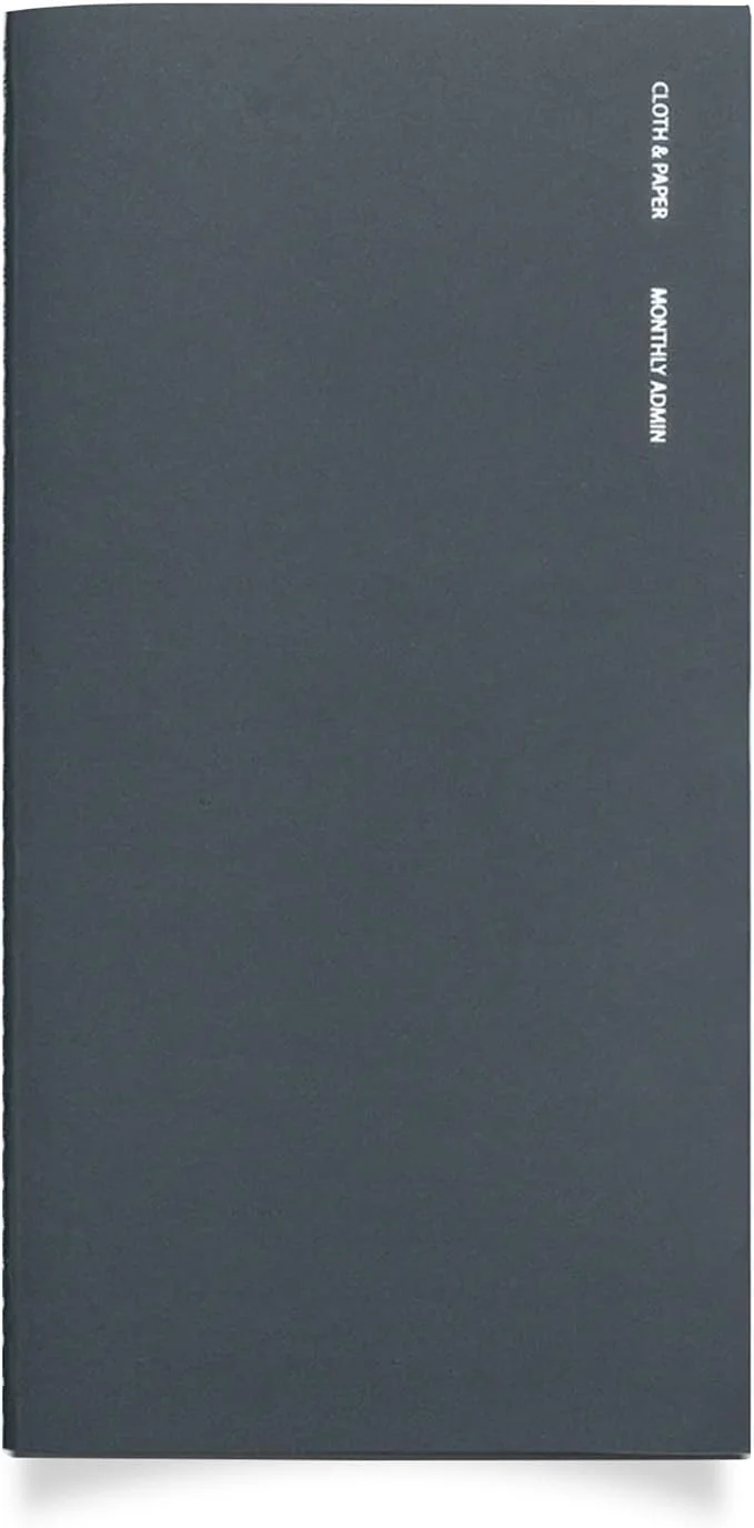 Solid Cloth Paper Travel Notebook Monthly Admin – Lagoon A5 Slim Monthly Green
