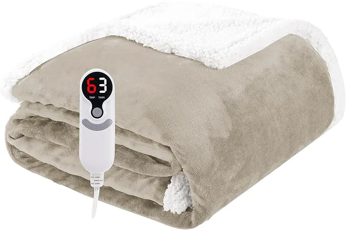 Smooth Electric Heated Blanket Throw Size 50 x60 Soft Flannel Official
