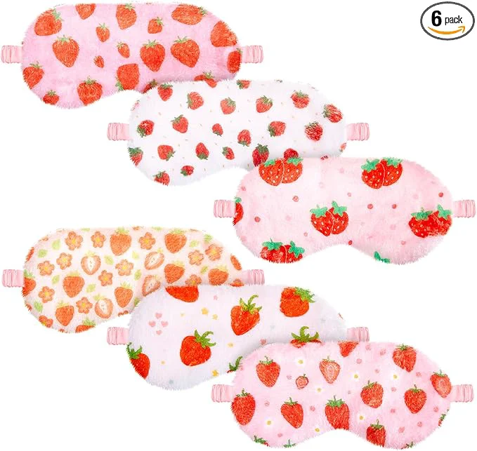Smart Cuffbow 6 Pack Plush Sleep Mask Set Cute Plush Eye Masks Soft