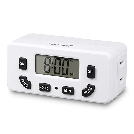 Durable Fosmon Digital Timer for Electrical Outlets Indoor 24 Hour Light Timer Premium