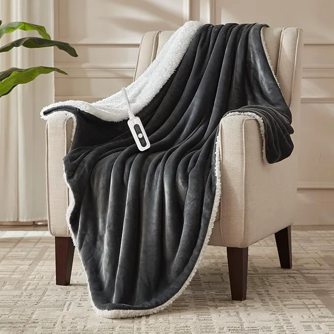 Easy-to-Use SNUGSUN Electric Heated Blanket Throw Size Soft and Cozy Thickened Flannel and Fine Crafted