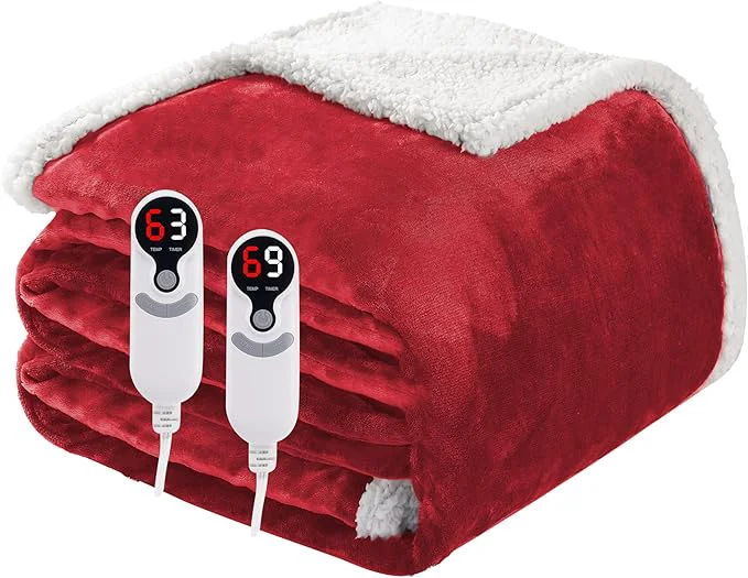 Stylish Electric Heated Blanket Queen Size 84 x90 Soft Flannel Efficient