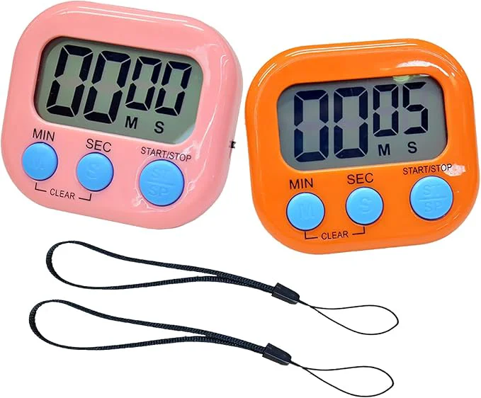 Environmentally Friendly 2 Pack Small Digital Kitchen Timer Magnetic Back and On Off Classroom Timers Responsible