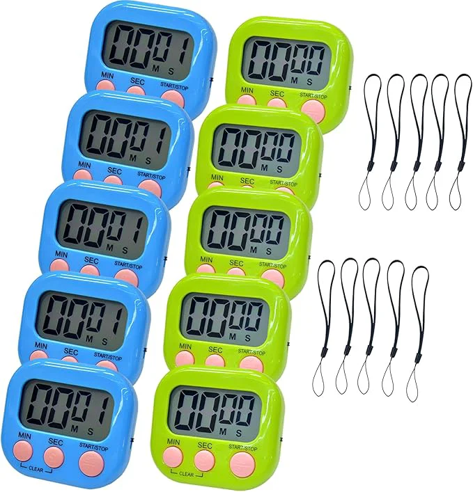 First-Class 2 Pack Small Digital Kitchen Timer Magnetic Back and On Off Classroom Timers Original Design