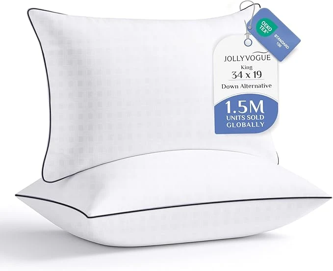 Trendy JOLLYVOGUE King Size Pillows Set of 2 Hotel Collection Bed Pillows Premium